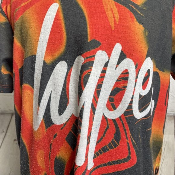 Hype Boys 7-8 Years Orange Flame Look Short Sleeve Logo Chest T-Shirt - Picture 2 of 7